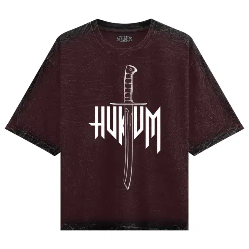 Hukum men/unisex acid wash oversized t-shirt in maroon color