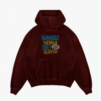 Namakku Therinja Orey Luv, Eluvvu Men/Unisex Acid Wash Hoodie in Maroon Color