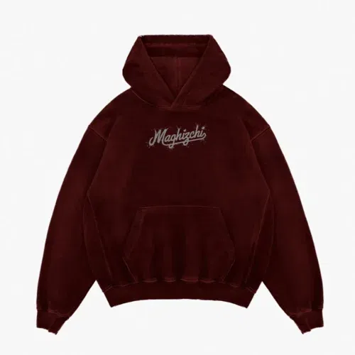 Maghizchi men/unisex acid wash hoodie in maroon color