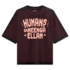 Humans Ah Da Neenga Ellam? Men/Unisex Acid Wash Oversized T-Shirt in Maroon Color