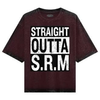 Straight Outta SRM University Men/Unisex Acid Wash Oversized T-Shirt in Maroon Color