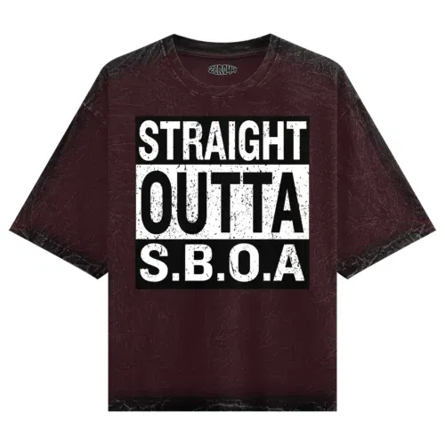 Straight outta sboa men/unisex acid wash oversized t-shirt in maroon color