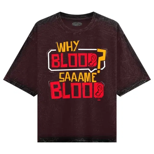 Why blood same blood men/unisex acid wash oversized t-shirt in maroon color