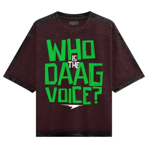Who is the daag voice men/unisex acid wash oversized t-shirt in maroon color
