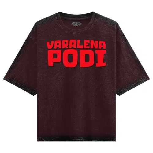Varalena podi men/unisex acid wash oversized t-shirt in maroon color