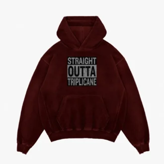 Straight Outta Triplicane Men/Unisex Acid Wash Hoodie in Maroon Color