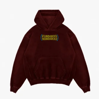 Kundakka Mandakka Men/Unisex Acid Wash Hoodie in Maroon Color