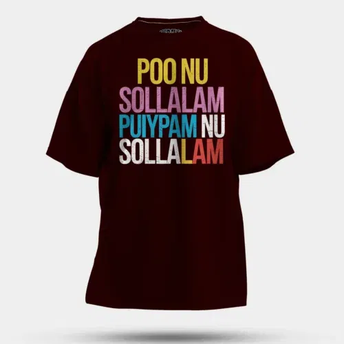 Poo nu sollalam men/unisex oversized t-shirt in maroon color