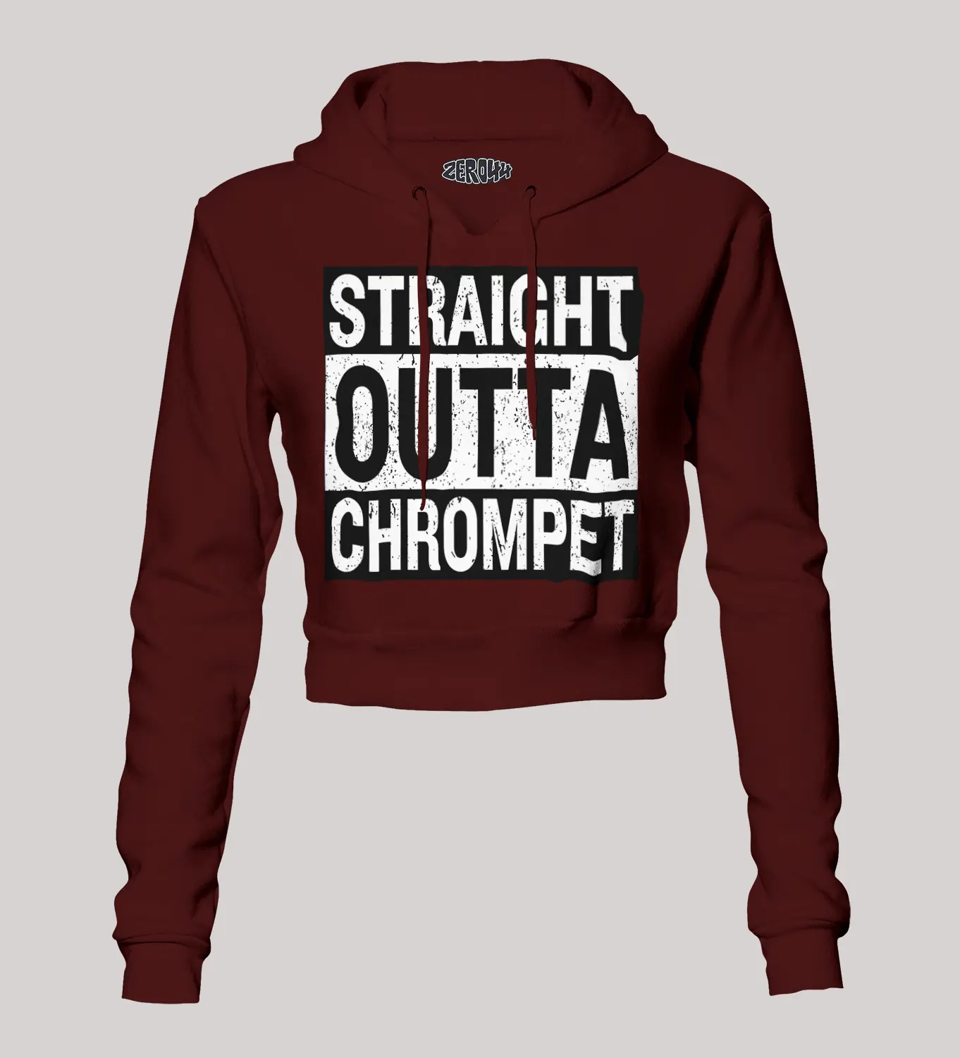 Straight Outta Chrompet Women's Crop Hoodies in Maroon Color