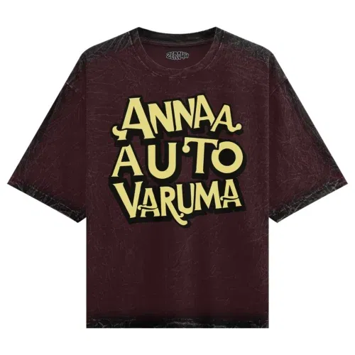 Anna auto varuma men/unisex acid wash oversized t-shirt in maroon color