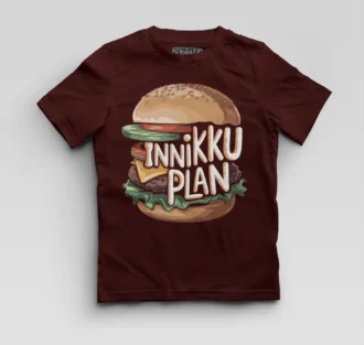 Innikki Plan - Burger Boys Round Neck T-Shirt in Maroon Color