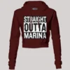 Straight Outta Marina Women's Crop Hoodies in Maroon Color