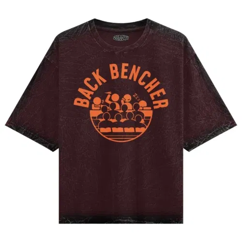 Back bencher men/unisex acid wash oversized t-shirt in maroon color