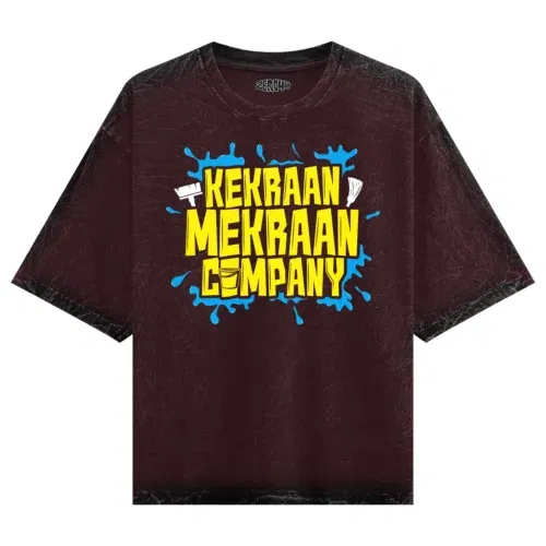 Kekraan mekraan company men/unisex acid wash oversized t-shirt in maroon color