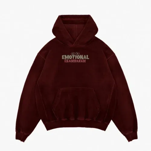 Emotional ekambaram men/unisex acid wash hoodie in maroon color