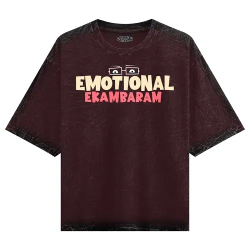 Emotional ekambaram men/unisex acid wash oversized t-shirt in maroon color