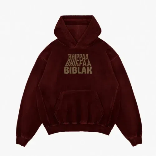 Bhippa bhiffa biblak men/unisex acid wash hoodie in maroon color