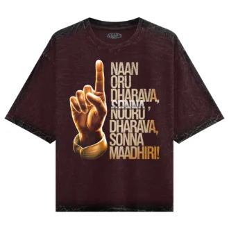 Naan Oru Dharava Sonna, Nooru Dharava Sonna Maadhiri Men/Unisex Acid Wash Oversized T-Shirt in Maroon Color