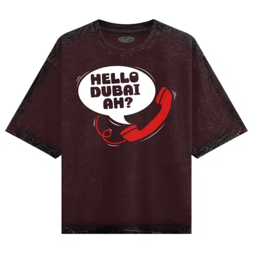 Hello dubai ah? Men/unisex acid wash oversized t-shirt in maroon color