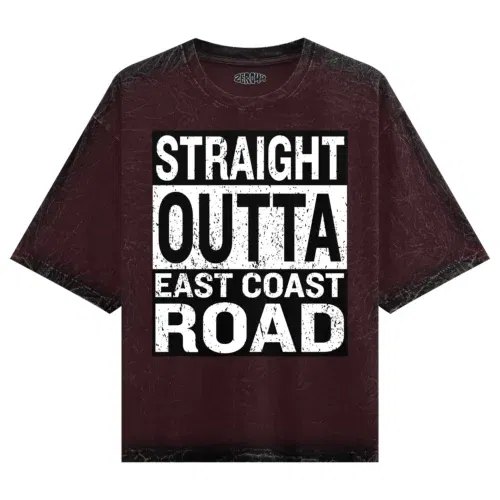 Straight outta ecr men/unisex acid wash oversized t-shirt in maroon color