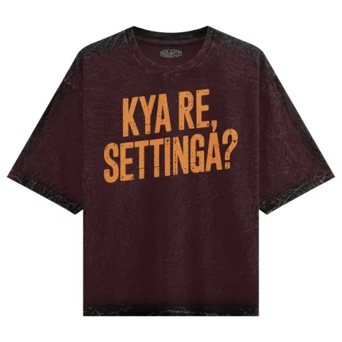 Kya re, settinga men/unisex acid wash oversized t-shirt in maroon color
