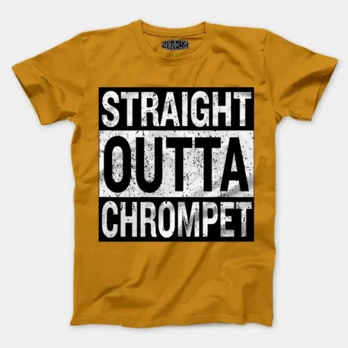 Straight outta chrompet men/unisex t-shirt in mustard yellow color