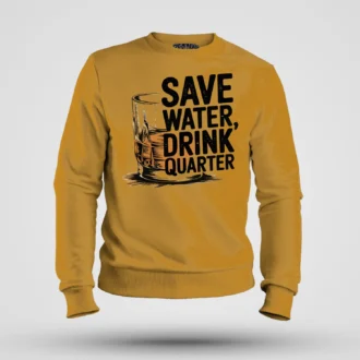 Save Water Drink Quarter Men/Unisex Sweatshirt in Mustard Yellow Color