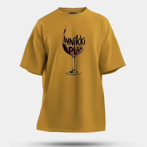 Innikki plan - wine men/unisex oversized t-shirt in mustard yellow color