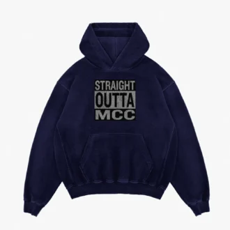 Straight Outta MCC Men/Unisex Acid Wash Hoodie in Navy Blue Color