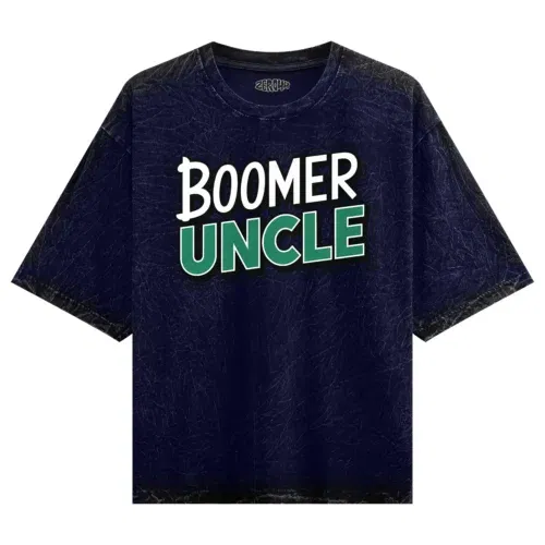Boomer uncle men/unisex acid wash oversized t-shirt in navy blue color