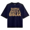 Bhippa Bhiffa Biblak Men/Unisex Acid Wash Oversized T-Shirt in Navy Blue Color