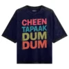 Cheen Tapaak Dum Dum Men/Unisex Acid Wash Oversized T-Shirt in Navy Blue Color
