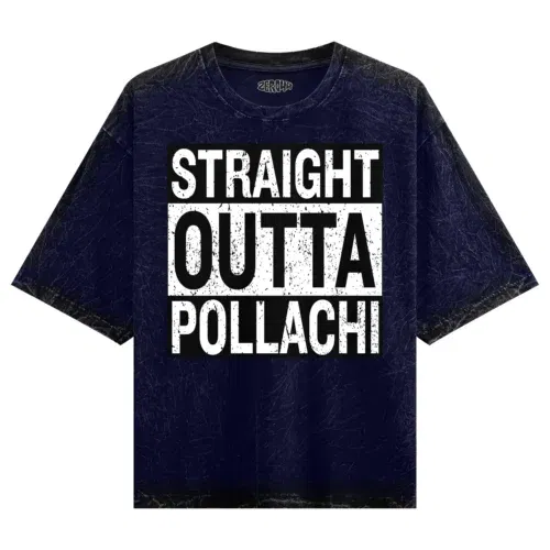 Straight outta pollachi men/unisex acid wash oversized t-shirt in navy blue color