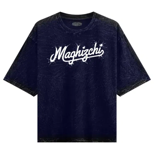Maghizchi men/unisex acid wash oversized t-shirt in navy blue color