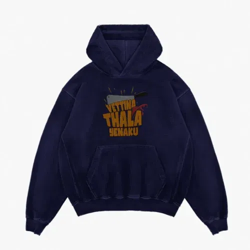 Vettina thala yenaku men/unisex acid wash hoodie in navy blue color