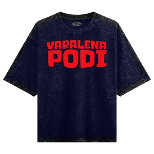 Varalena podi men/unisex acid wash oversized t-shirt in navy blue color