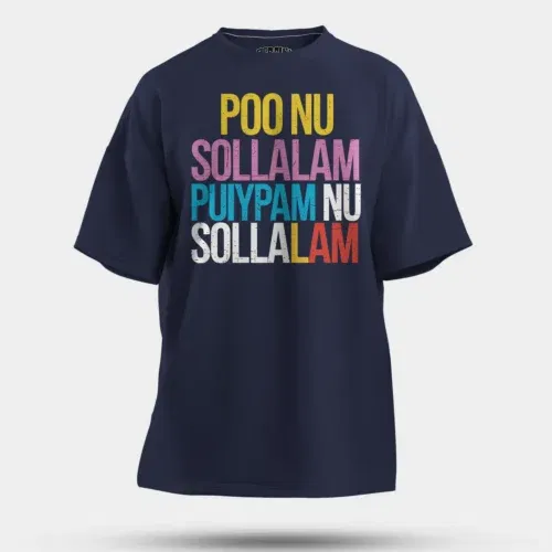 Poo nu sollalam men/unisex oversized t-shirt in navy blue color