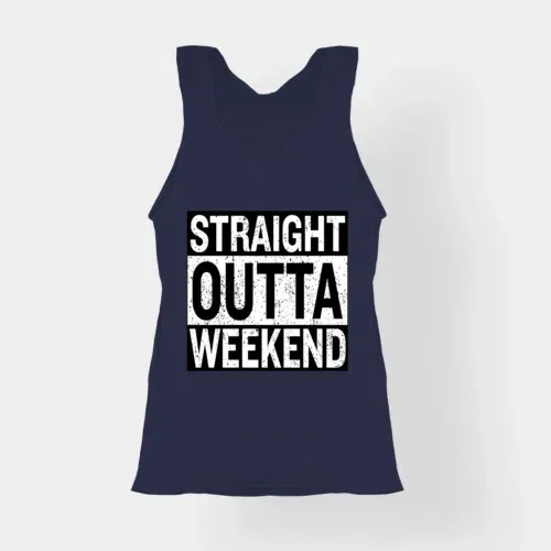Straight outta weekend women's tank top in navy blue color