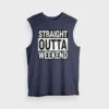 Straight Outta Weekend Men/Unisex Tank Top in Navy Blue Color