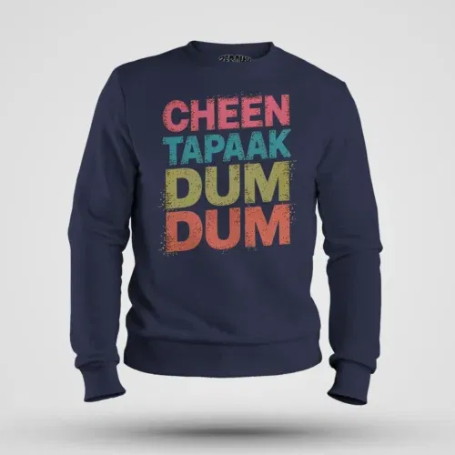 Cheen tapaak dum dum men/unisex sweatshirt in navy blue color