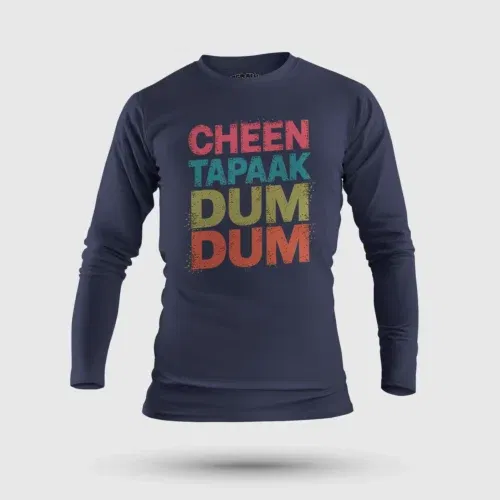 Cheen tapaak dum dum men/unisex long sleeve t-shirt in navy blue color
