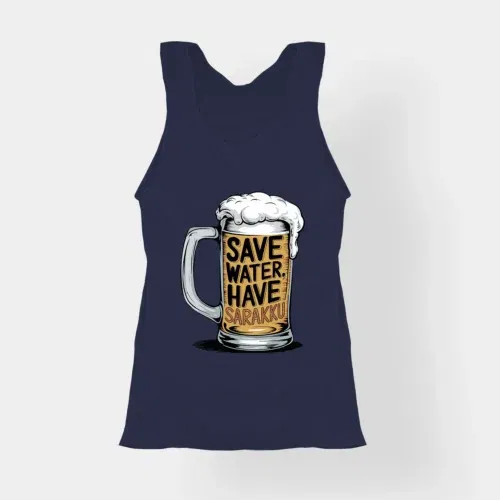Save water and have sarakku women's tank top in navy blue color