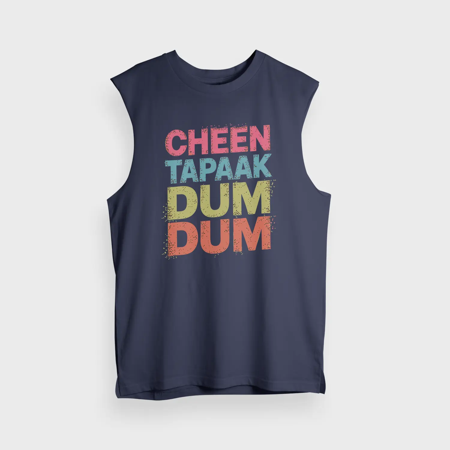 Cheen Tapaak Dum Dum Men/Unisex Tank Top in Navy Blue Color
