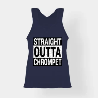 Straight Outta Chrompet Women's Tank Top in Navy Blue Color