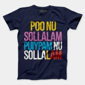 Poo Nu Sollalam Men/Unisex T-Shirt in Navy Blue Color