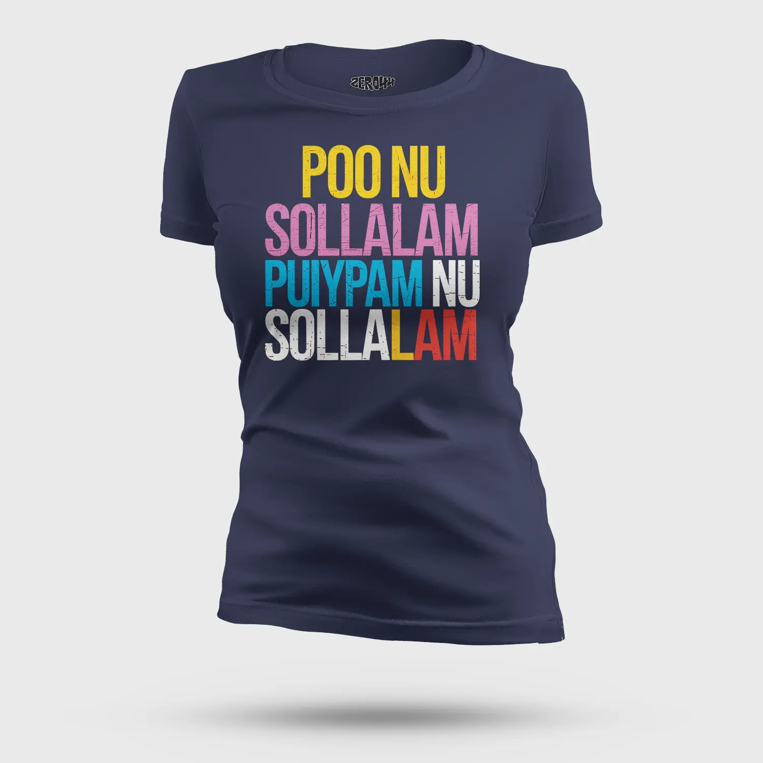 Poo Nu Sollalam Women's T-Shirt in Navy Blue Color