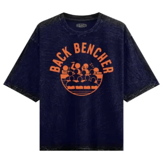 Back Bencher Men/Unisex Acid Wash Oversized T-Shirt in Navy Blue Color