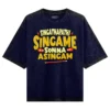 Singathapathi Singame Sunna Asingam Men/Unisex Acid Wash Oversized T-Shirt in Navy Blue Color
