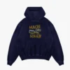 Machi Oru Quater Sollen Men/Unisex Acid Wash Hoodie in Navy Blue Color