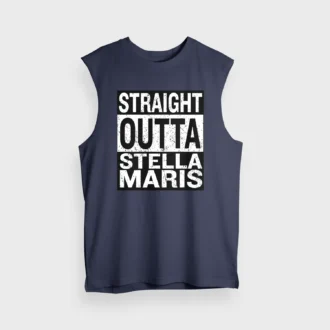 Straight Outta Stella Maris Men/Unisex Tank Top in Navy Blue Color